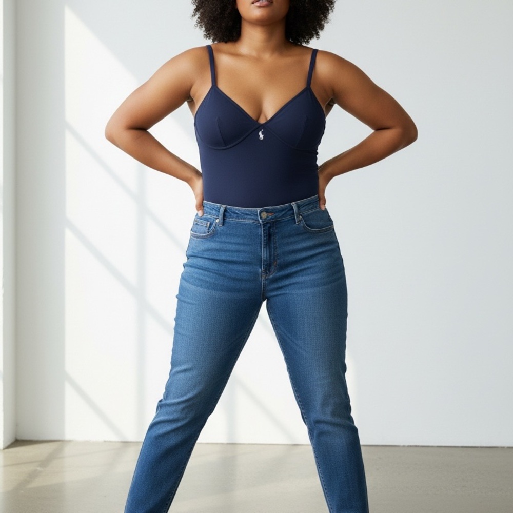 Ralph Lauren Navy V-Neck Tank Bodysuit